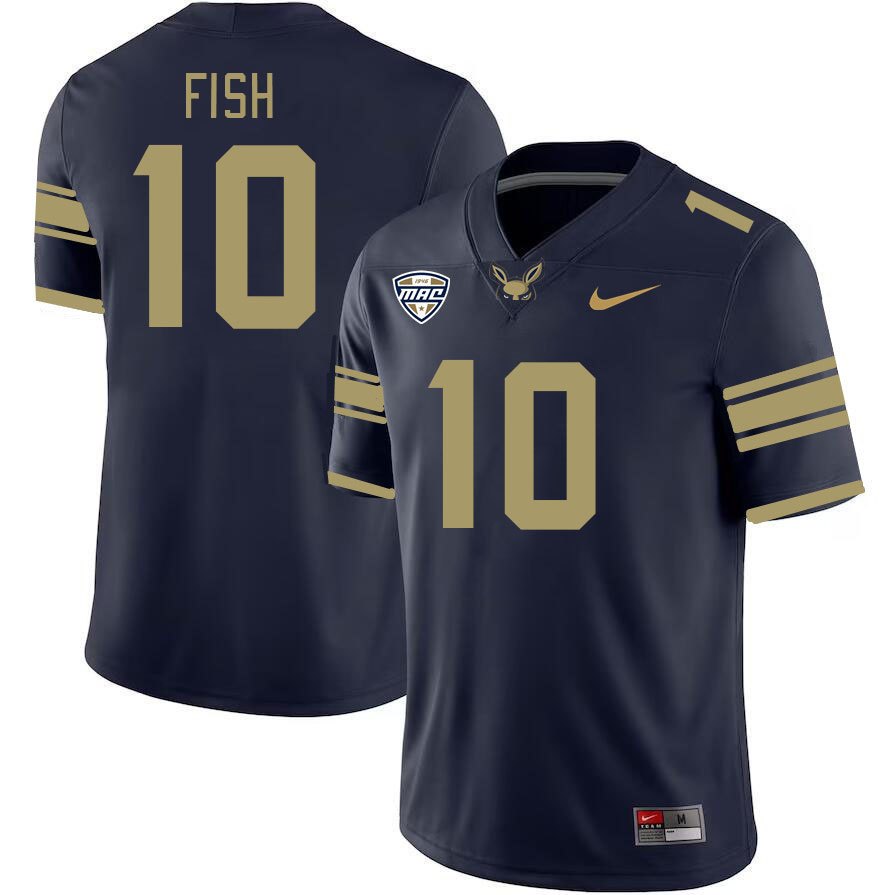 Men-Youth #10 Antavious Fish Akron Zips 2023 College Football Jerseys Stitched Sale-Navy